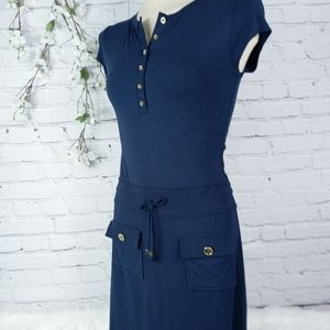 CHELSEA & THEODORE ADJUSTABLE WAIST STRAPS SLEEVELESS BLUE DRESS WOMEN'S SIZE 2